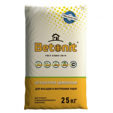 Штукатурка цементная ГОСТ серый 25кг Betonit по низкой цене