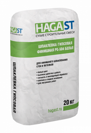 Шпаклевка гипсовая финишная PG-504 белая HAGA ST по низкой цене