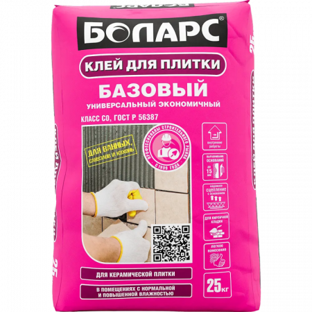 Клей для плитки Базовый 25 кг БОЛАРС по низкой цене