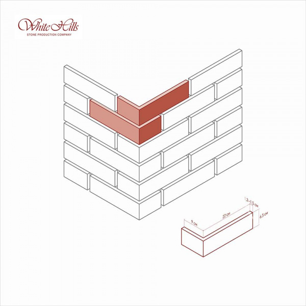 Декоративный облицовочный кирпич Лондон Брик 302-70 углы White Hills по низкой цене